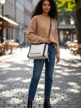 Marc Jacobs White Crossbody with Black Trim